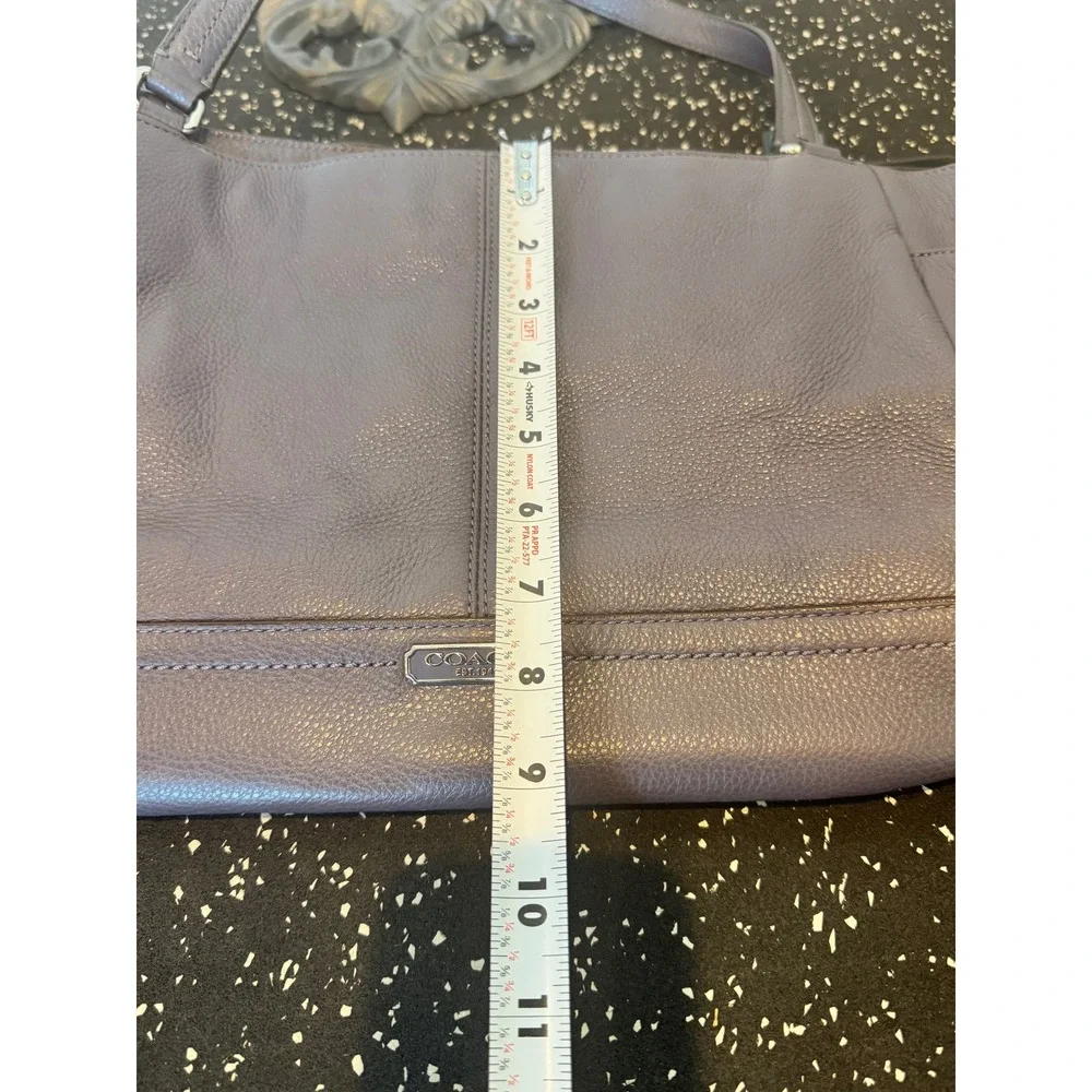 Coach Pebbled Leather Tote Bag Purple Zip Top Shoulder Bag F23284 - Picture 9 of 9